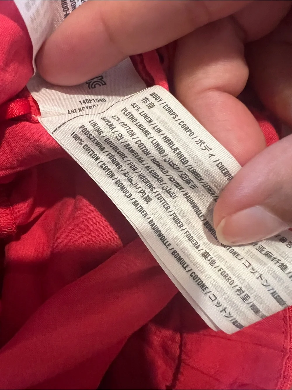 Abercrombie linen red one shoulder puff sleeve